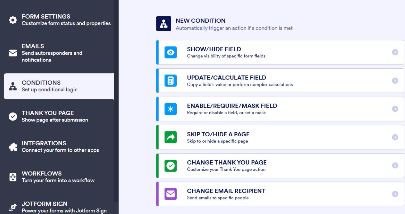 JotForm Form Settings